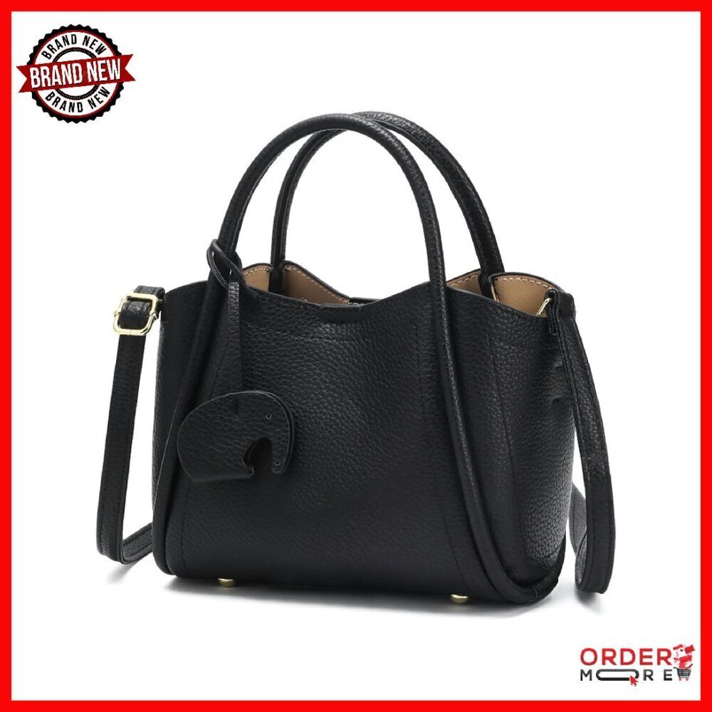 Faux Leather Mini Crossbody Bag with Top Handle, Adjustable Strap